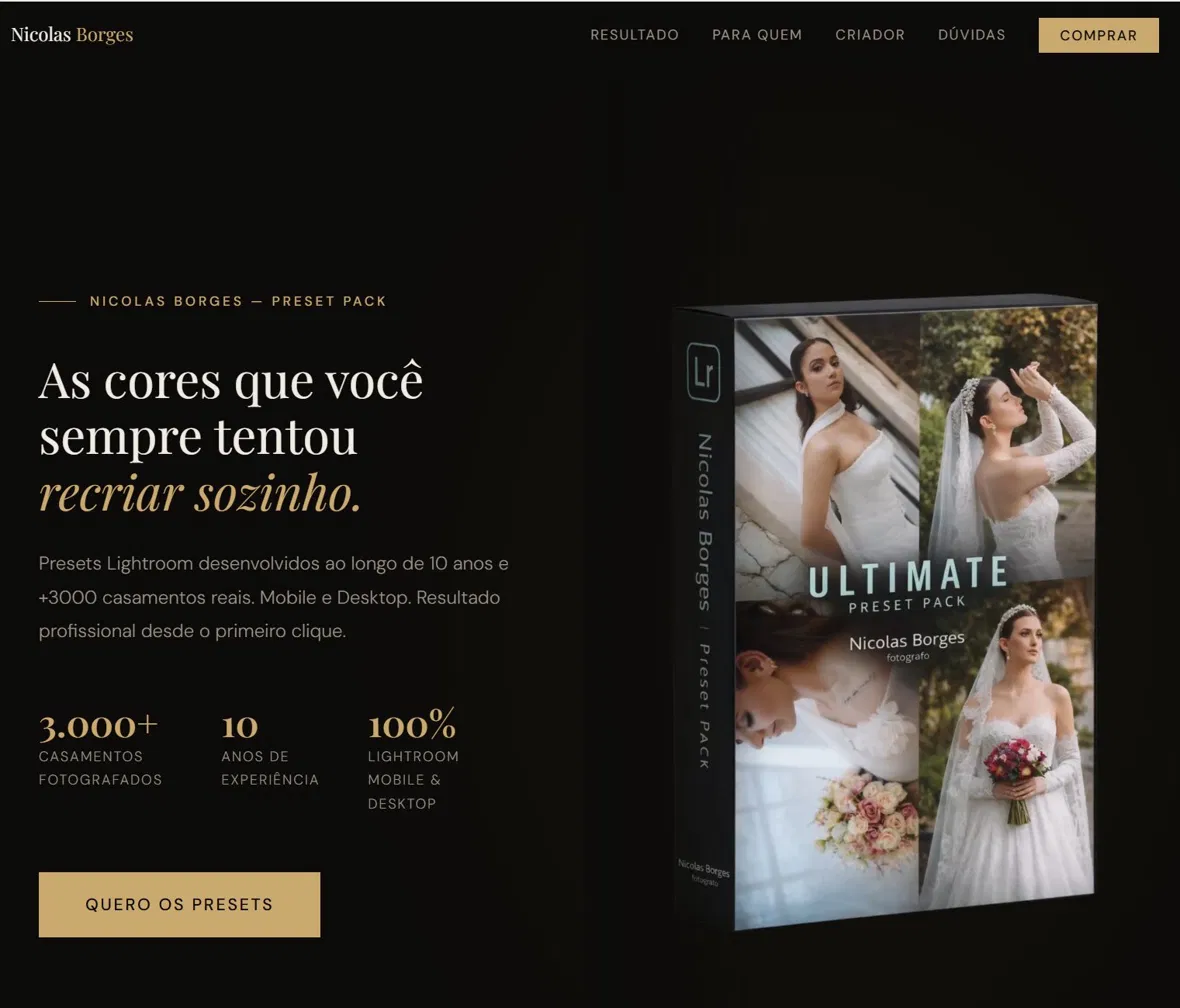 Landing page de Nicolas Borges